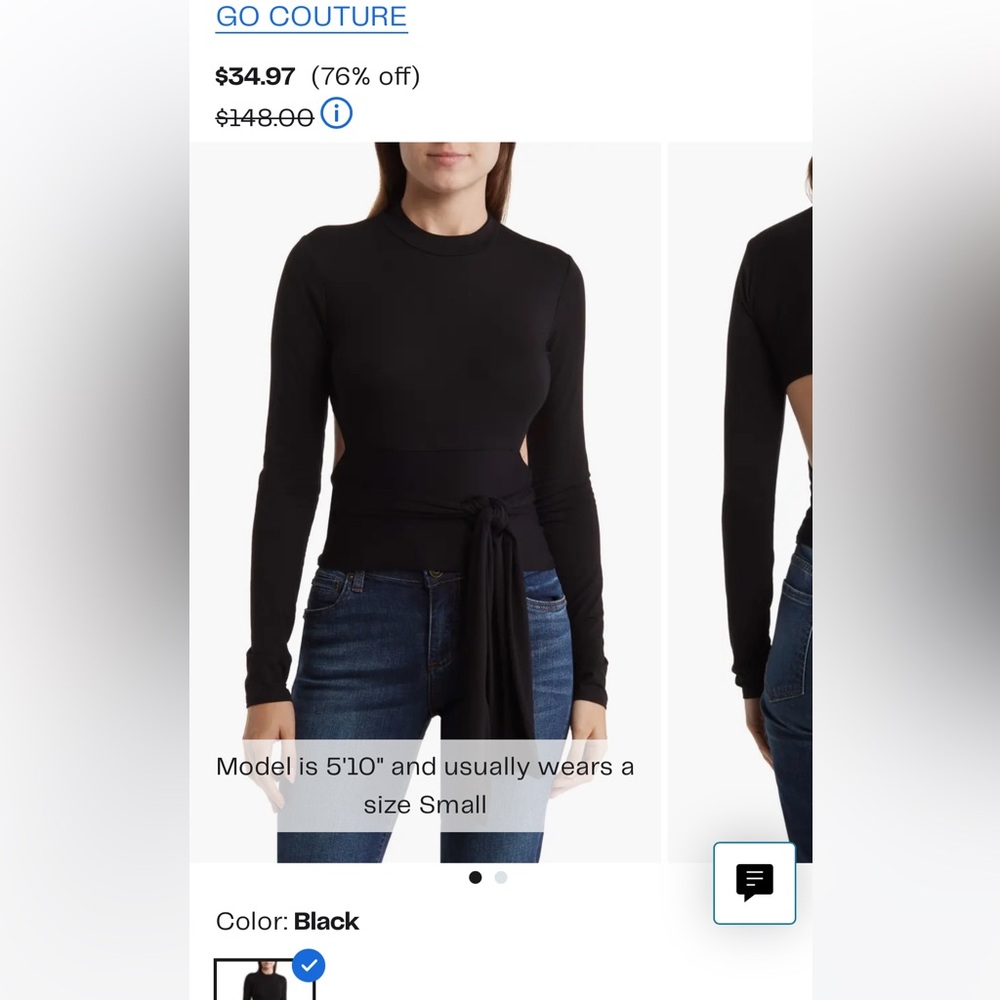 Go Couture Women's Elegant Black Tie-Front tee shirt
